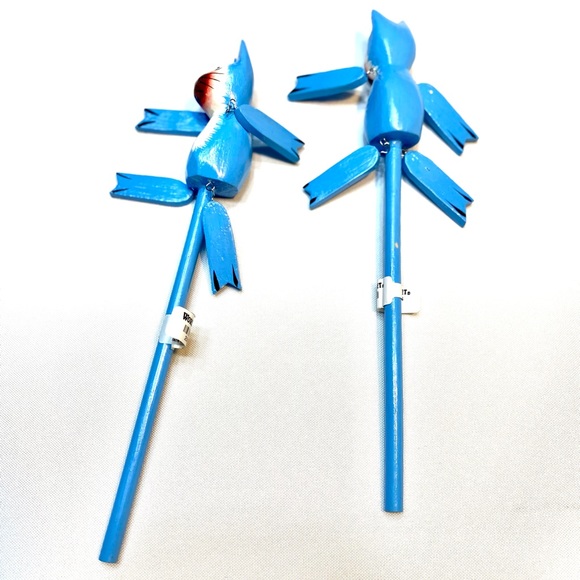 World Market Blue & Bardo Wooden Cats Ornaments Decor Toy Set of 2 - Picture 4 of 5